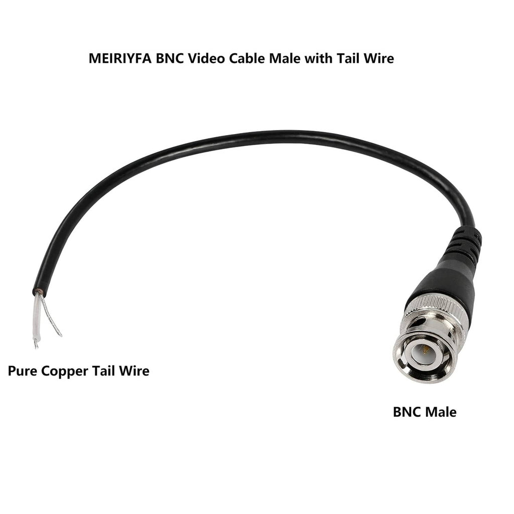 Single black BNC male coaxial cable with exposed tail-wire copper strands