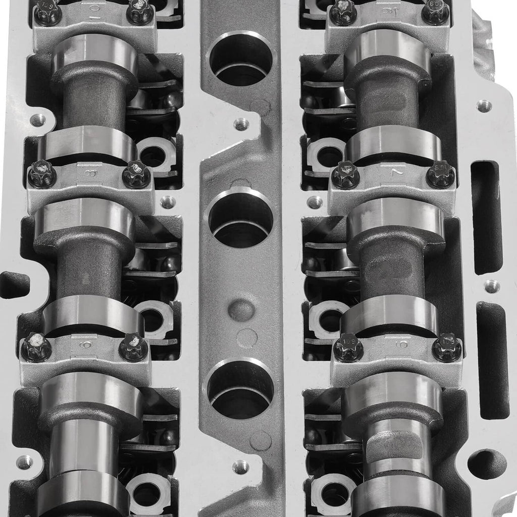 Close-up of cylinder head valve lifters and spring components, center section