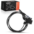 Front hood latch release cable with black handle and multi-pin connector, coiled length