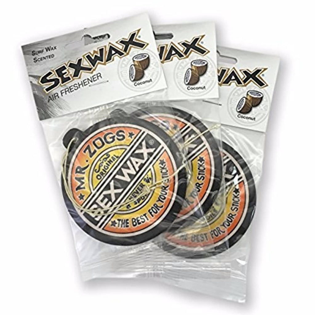 Sex Wax air freshener 3-pack, coconut scented round discs in clear wrappers
