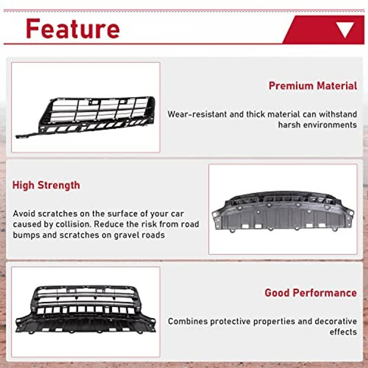 Front lower bumper grille, black protective grid with sturdy frame
