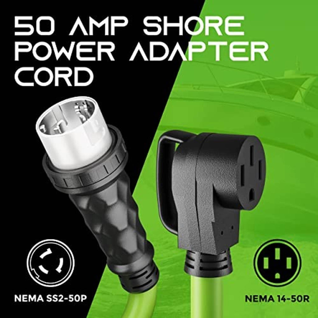 50 amp shore power adapter cord with SS2-50P male and 14-50R female connectors