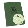 Weatherproof pocket notebook, dark green soft cover with Rite in the Rain logo and water emblem