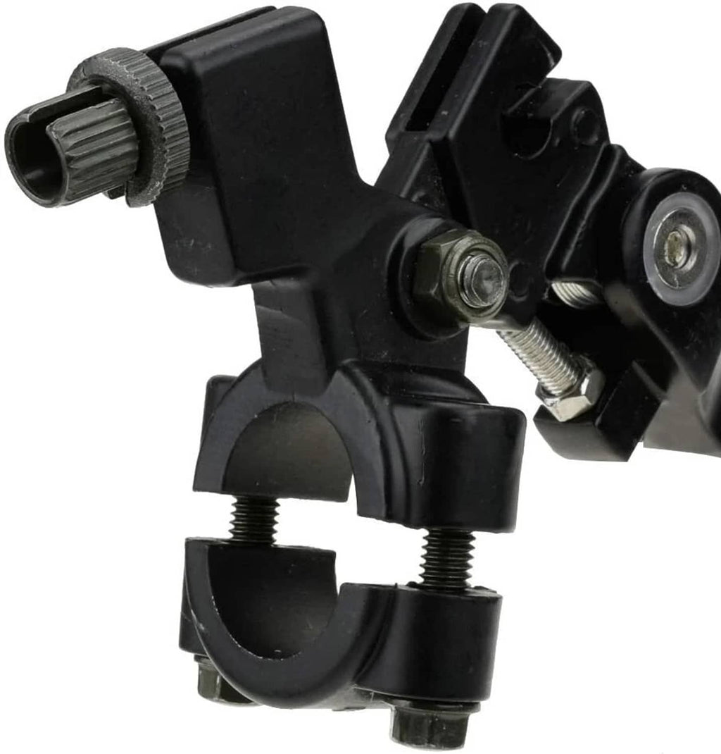 Black folding lever assembly with threaded fasteners and clamp mounts