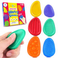 6-pack sensory worry stones set with textured triangular pebbles in green, orange, blue