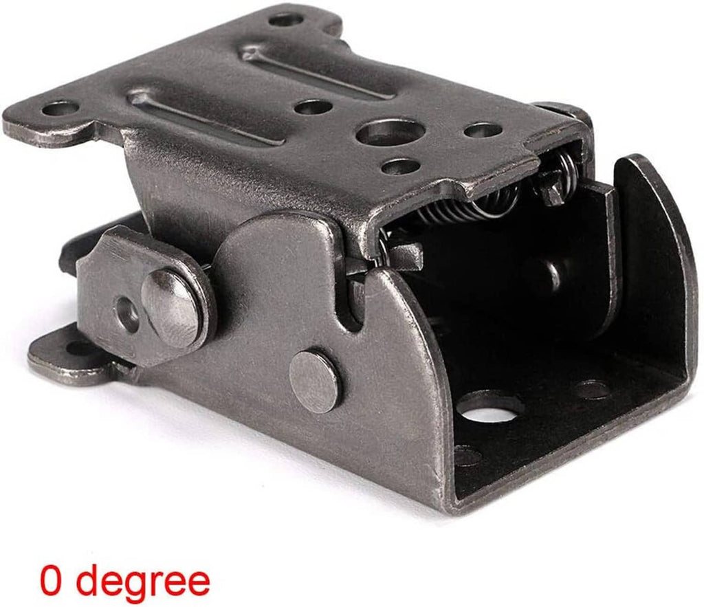 Table leg folding hinge bracket with latch, black metal 0-degree hinge position
