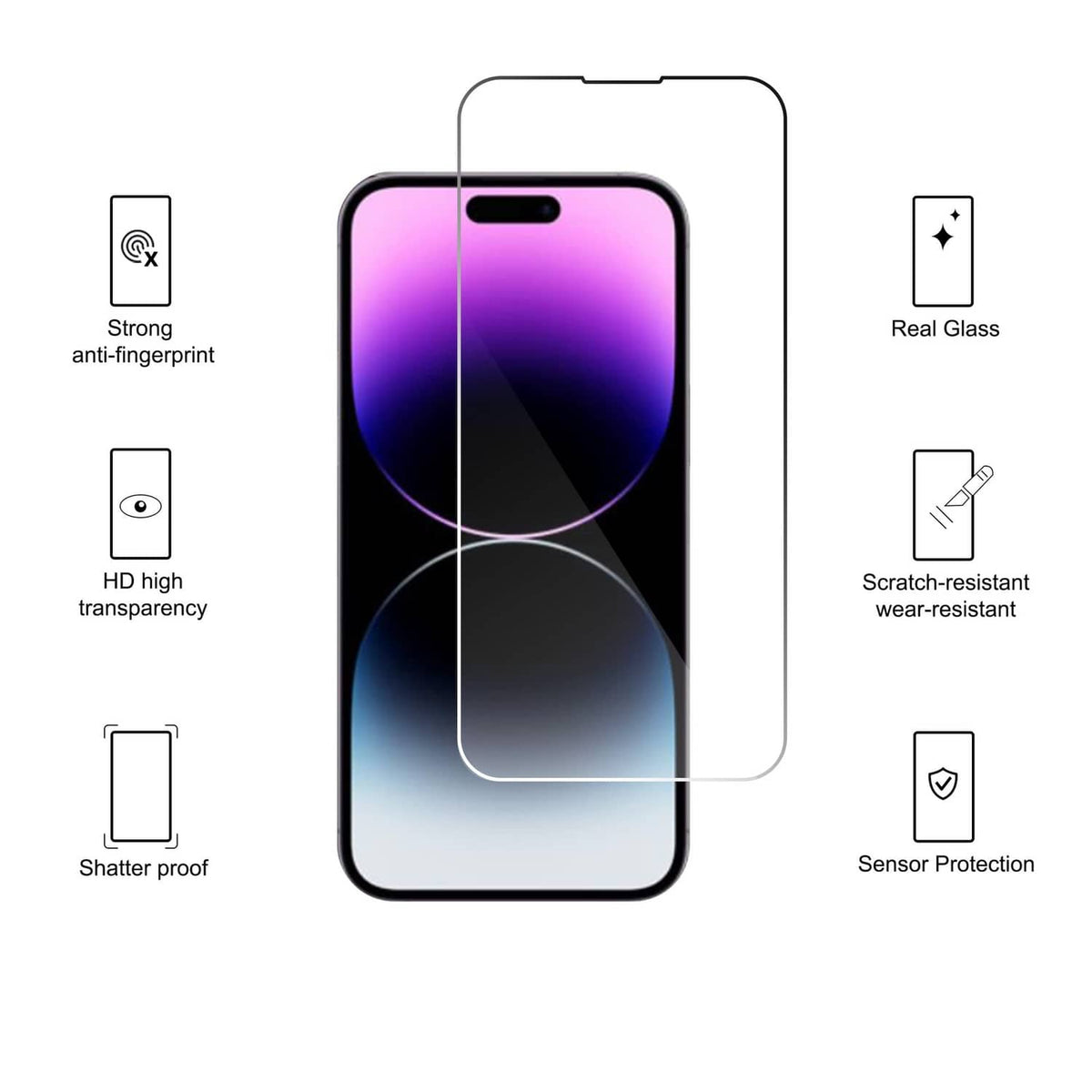 Tempered glass screen protector with scratch-resistant, anti-fingerprint, transparent fit