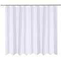 White extra-wide shower curtain liner with full-length plain hem and hanging top rod pockets