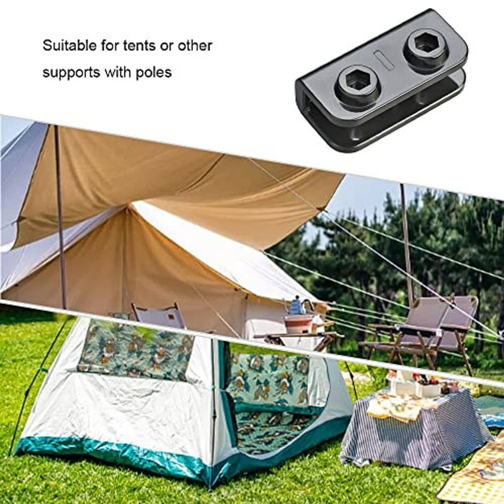 Rectangular bracket leg connector with two hex nut openings, dark gray