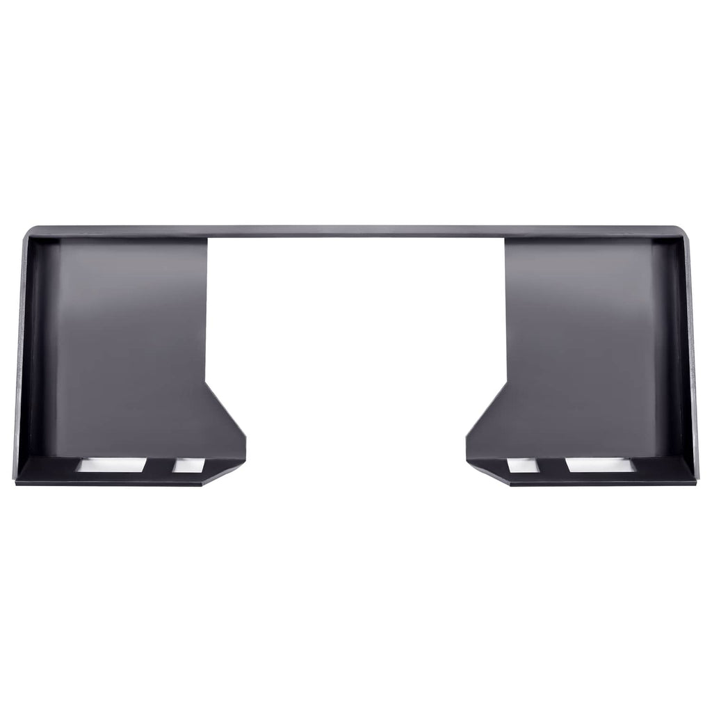 Dark metal mount plate with center U-shaped cutout and two rectangular side slots