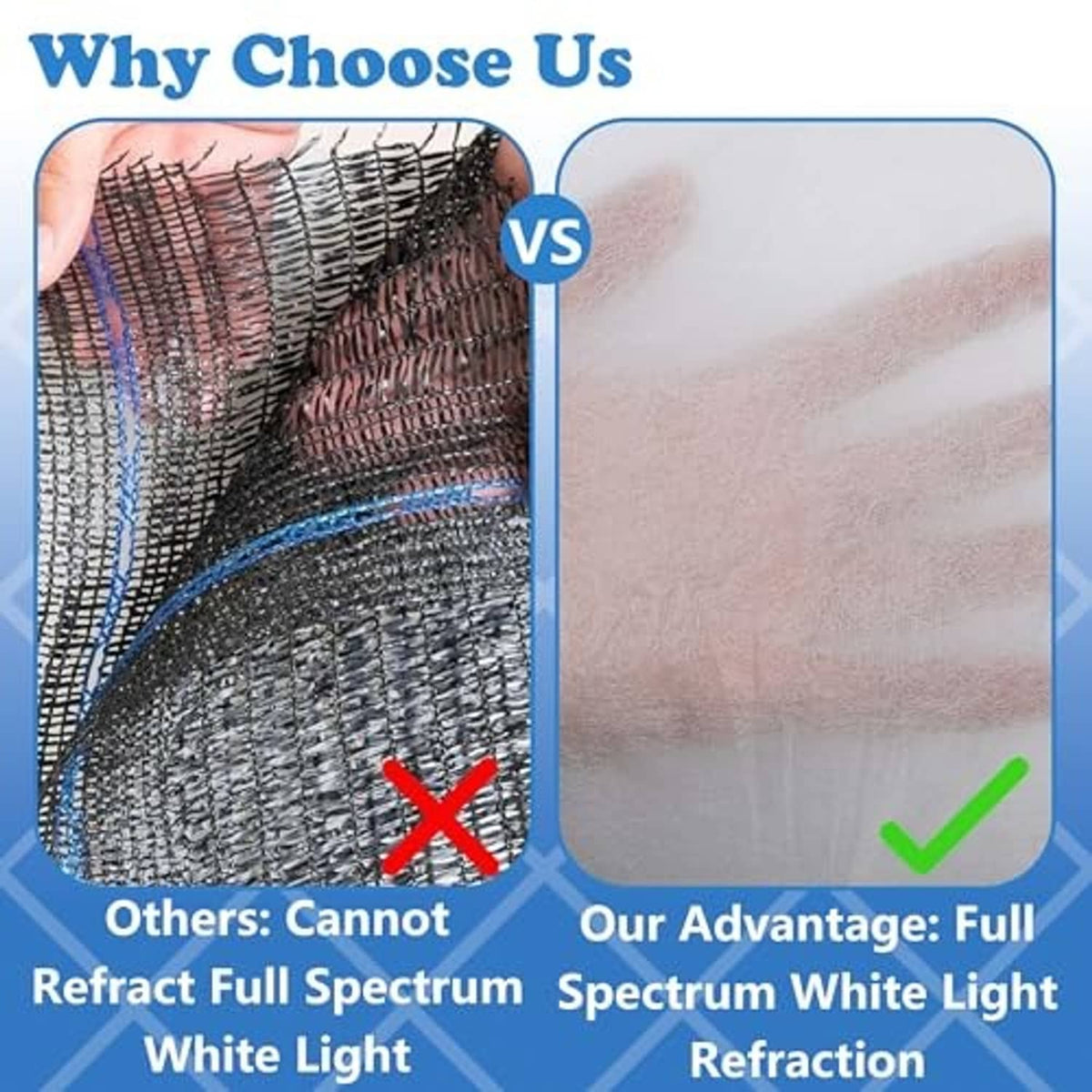 White sun protection fabric sample showing light-translucent coverage