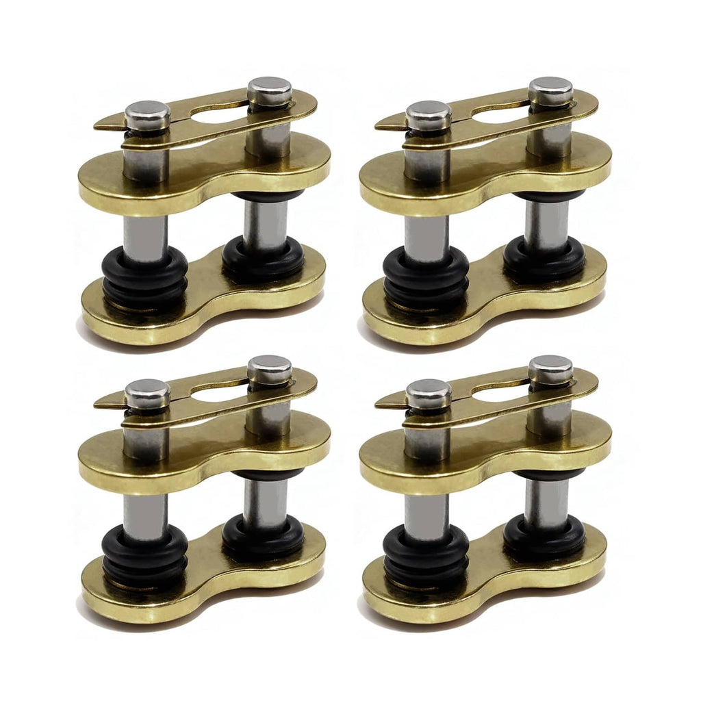 Gold 428 chain master link set of 4 with black rubber bushings