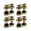 Gold 428 chain master link set of 4 with black rubber bushings