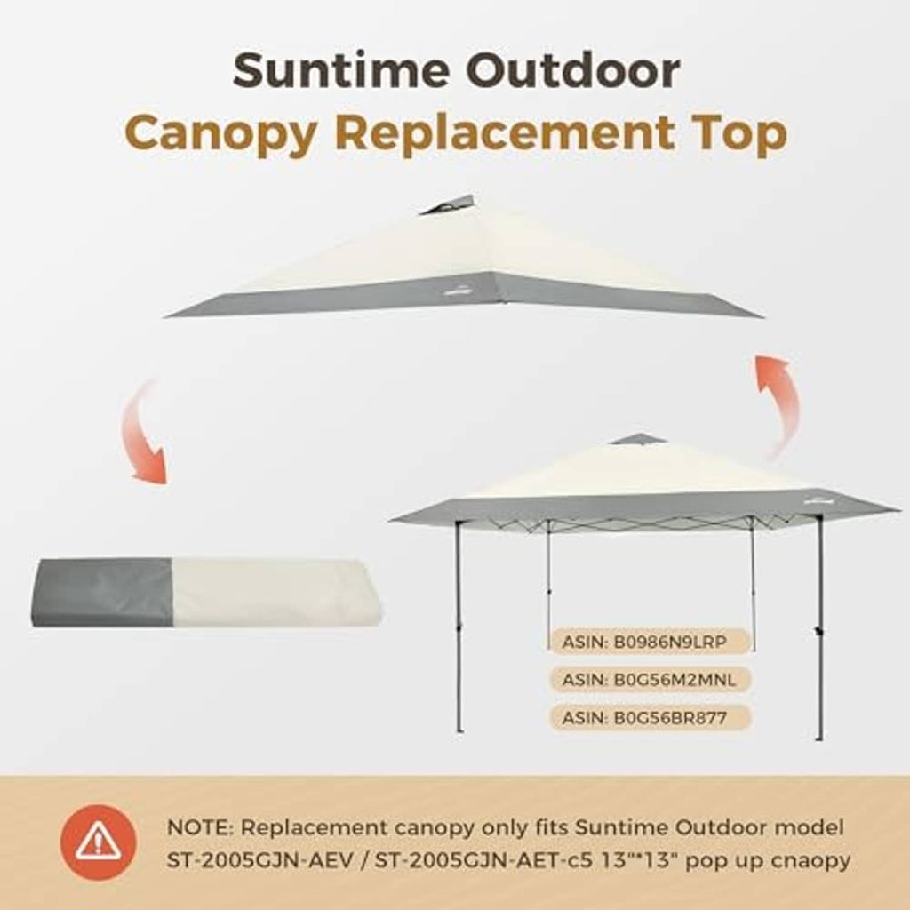 Canopy replacement top cover in cream and gray, vented for pop-up gazebo frame