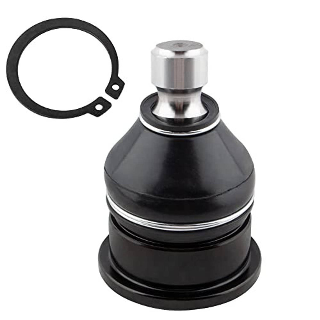 Front upper ball joint assembly with black rubber boot, silver stud, and circular seal