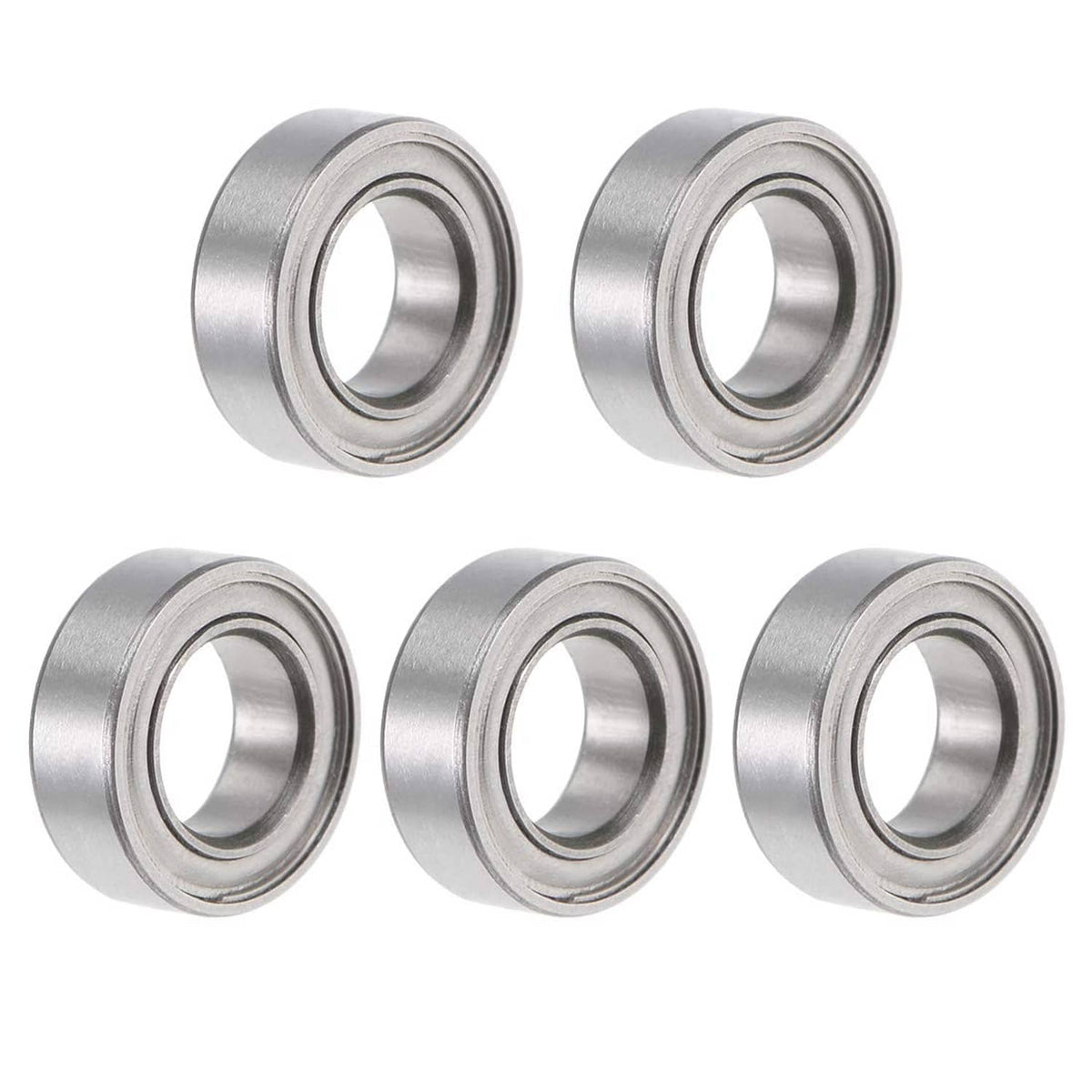Set of 5 shielded stainless steel ball bearings, 5x9x3mm, metal rings
