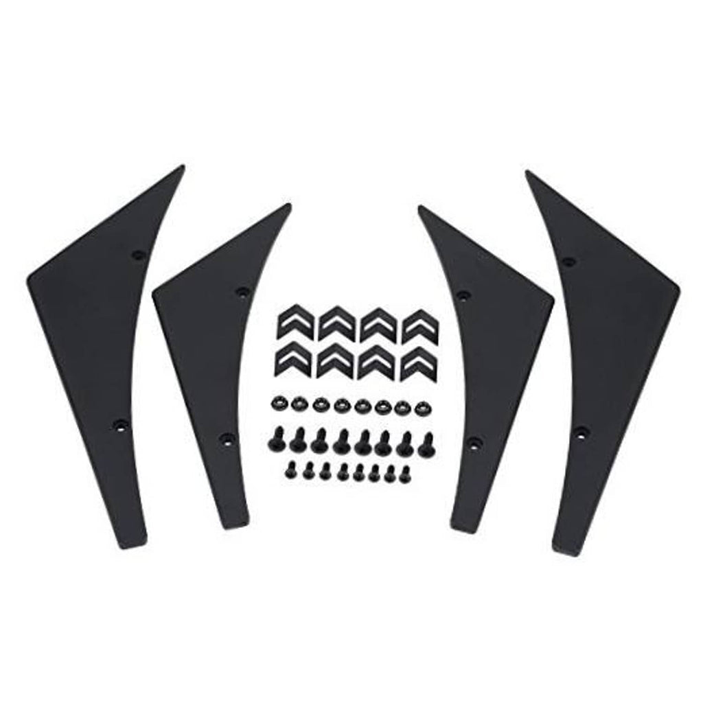 Black front bumper canard fins set with mounting holes, screws and nuts