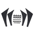 Black front bumper canard fins set with mounting holes, screws and nuts