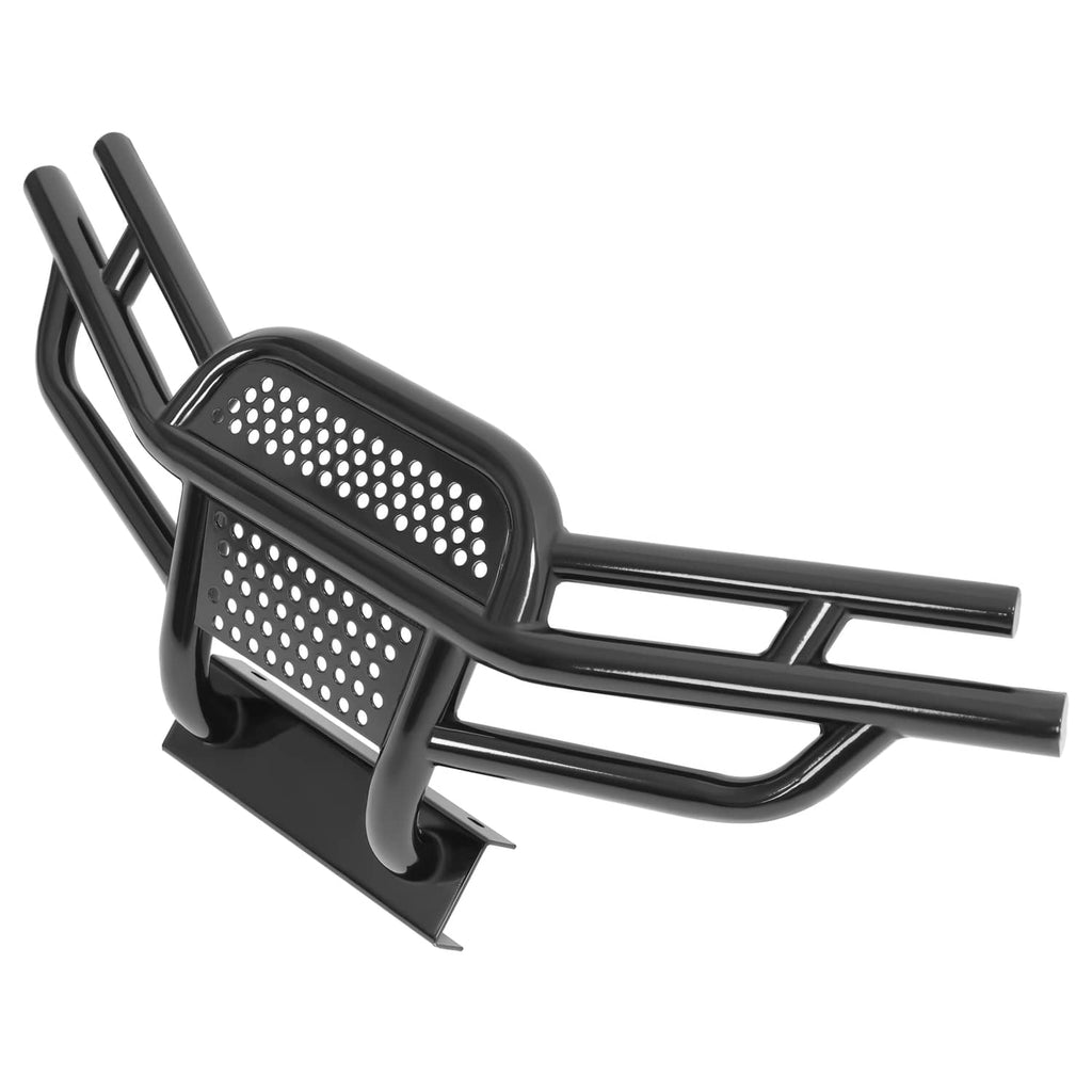 Black front brush guard showing perforated side panel and tubular frame
