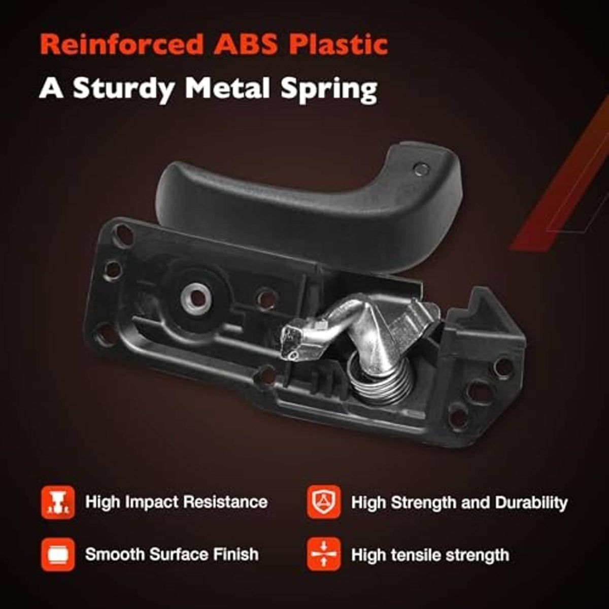 Interior door handle kit showing reinforced ABS handle and metal torsion spring