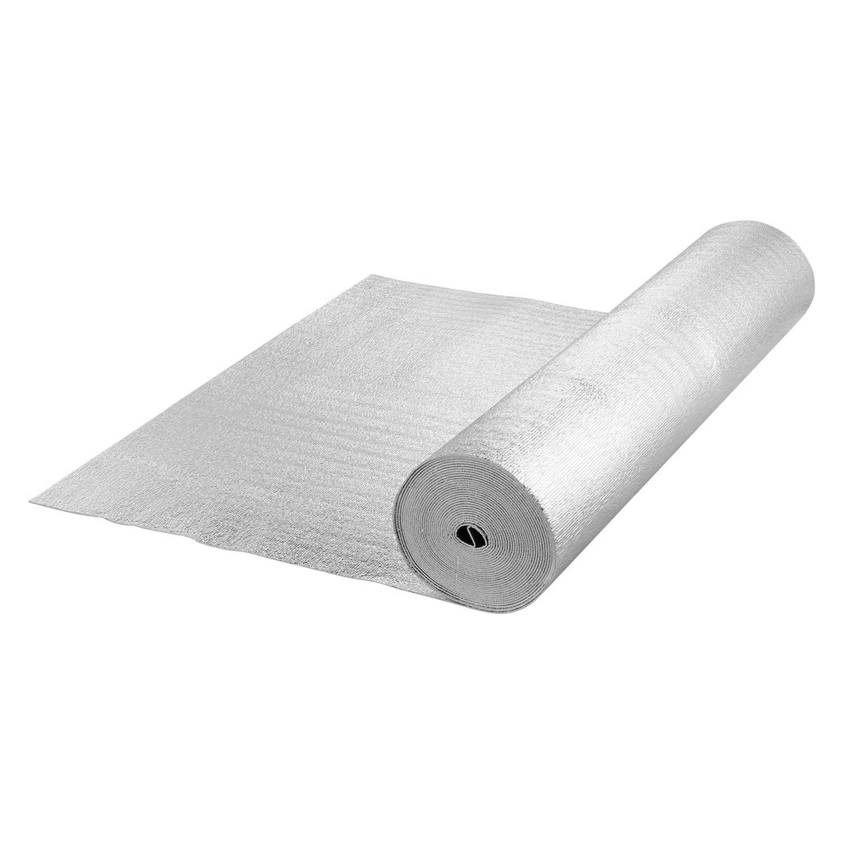 Silver reflective radiant barrier insulation roll with loose sheet end