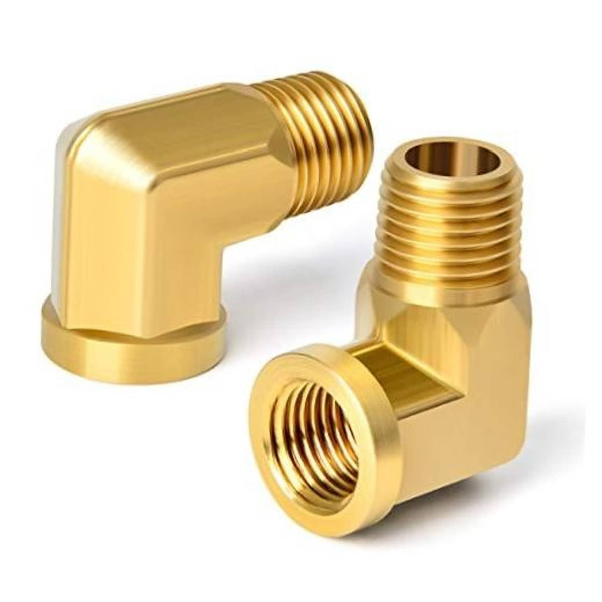 Brass 90-degree street elbow pipe fitting with external and internal NPT threads