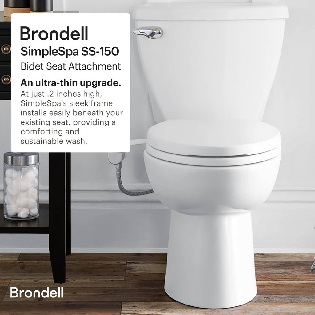 Brondell SimpleSpa SS-150 thinline bidet seat attachment, white toilet-mounted sprayer