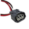 Grey DRL connector plug with multi-pin socket and red/black/white wire leads