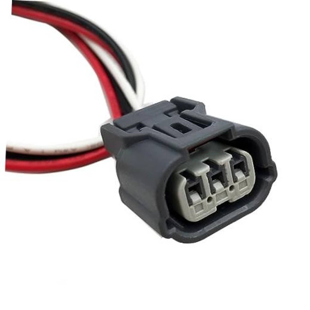 Grey DRL connector plug with multi-pin socket and red/black/white wire leads