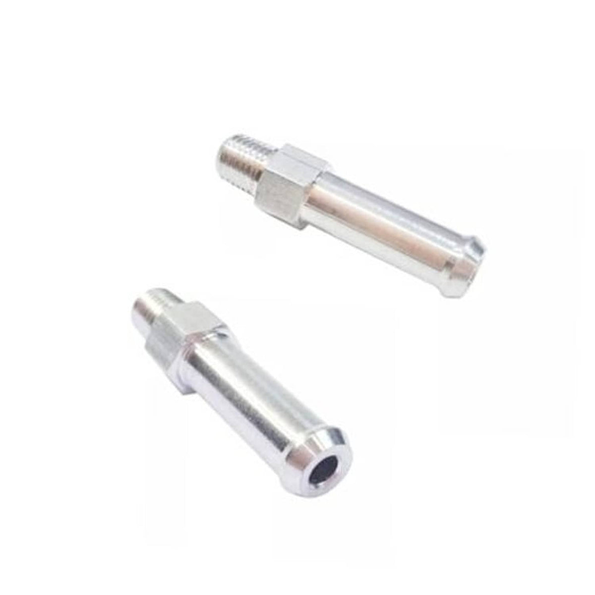 Aluminum 1/16 NPT radiator overflow hose barb fitting, silver metal tube