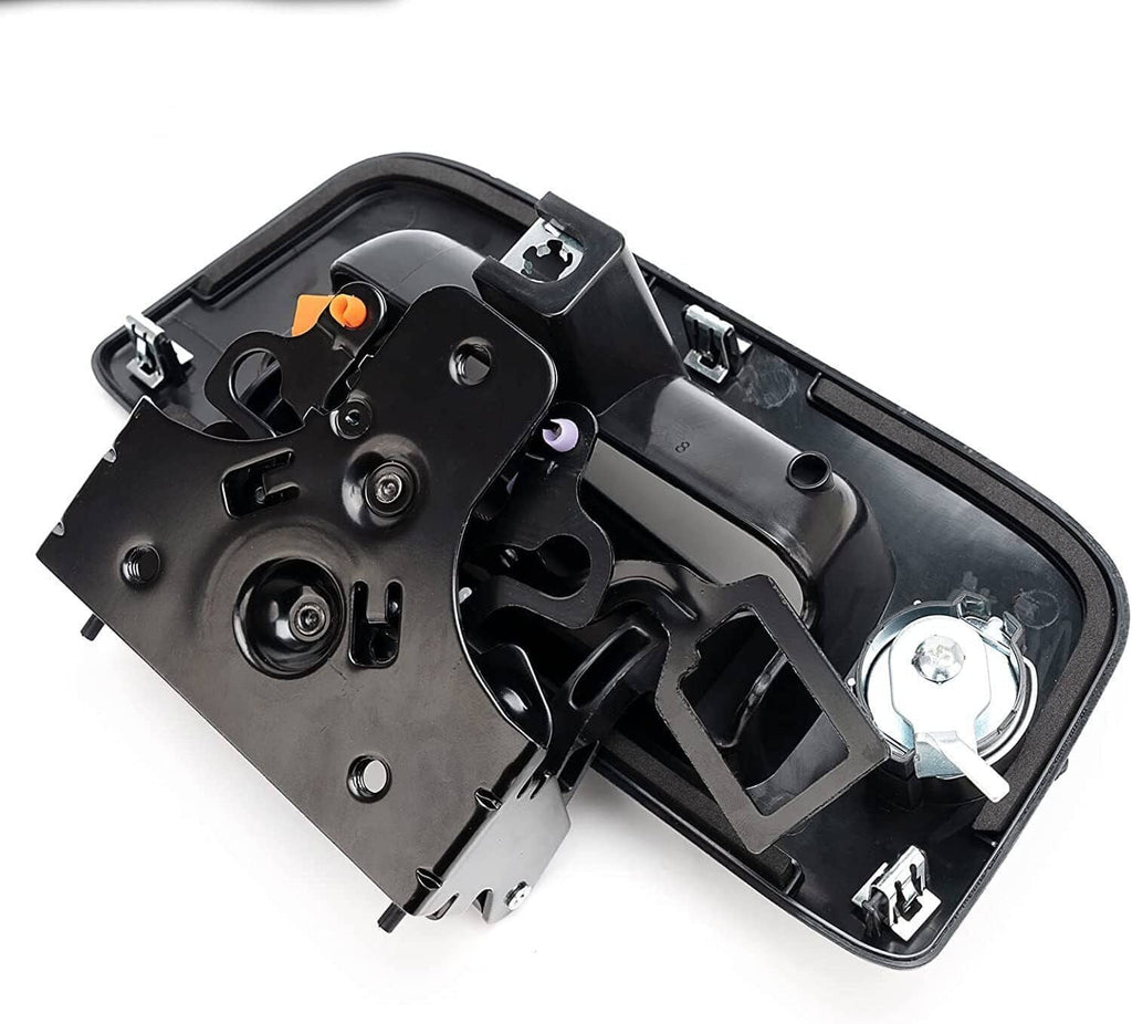 Black tailgate lock latch assembly with internal rollers and key cylinder