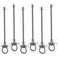 6-pack heavy-duty swing brackets with loop hooks and threaded posts, silver metal