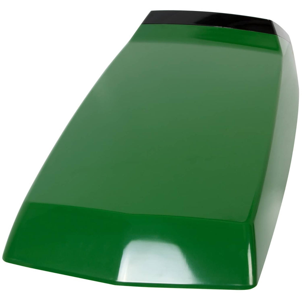Green upper hood panel with curved side shape and black lower edge