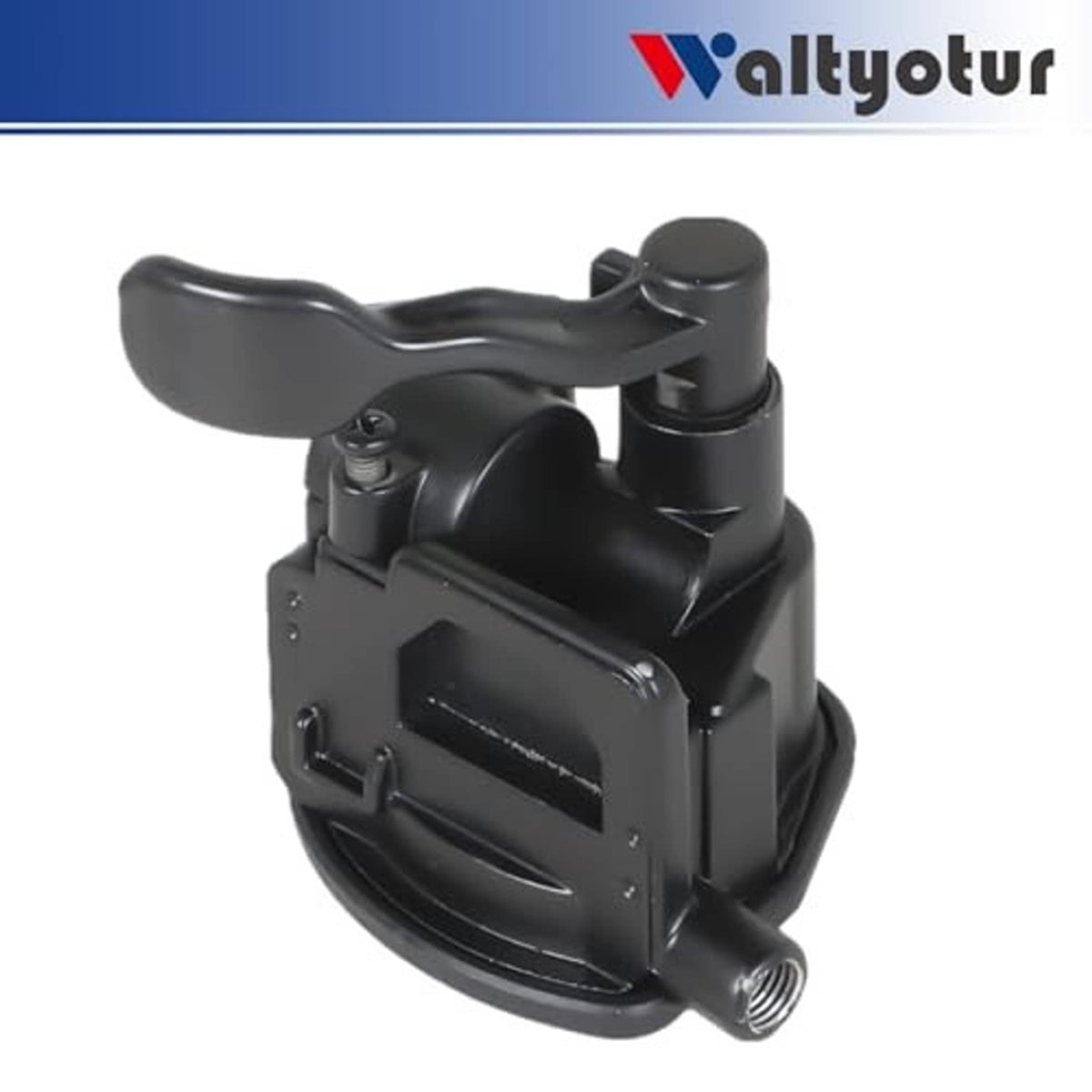 Black thumb throttle housing with angled lever and side threaded fitting