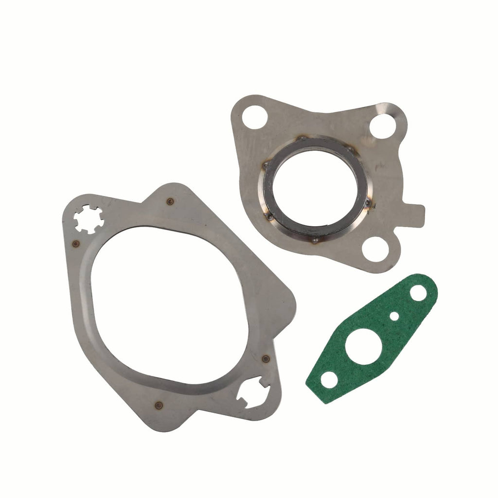 Turbocharger gasket set with metal plates and one green sealing gasket