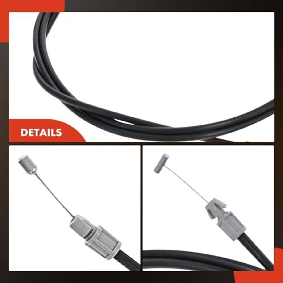 Hood release cable detail showing black wire and connector ends