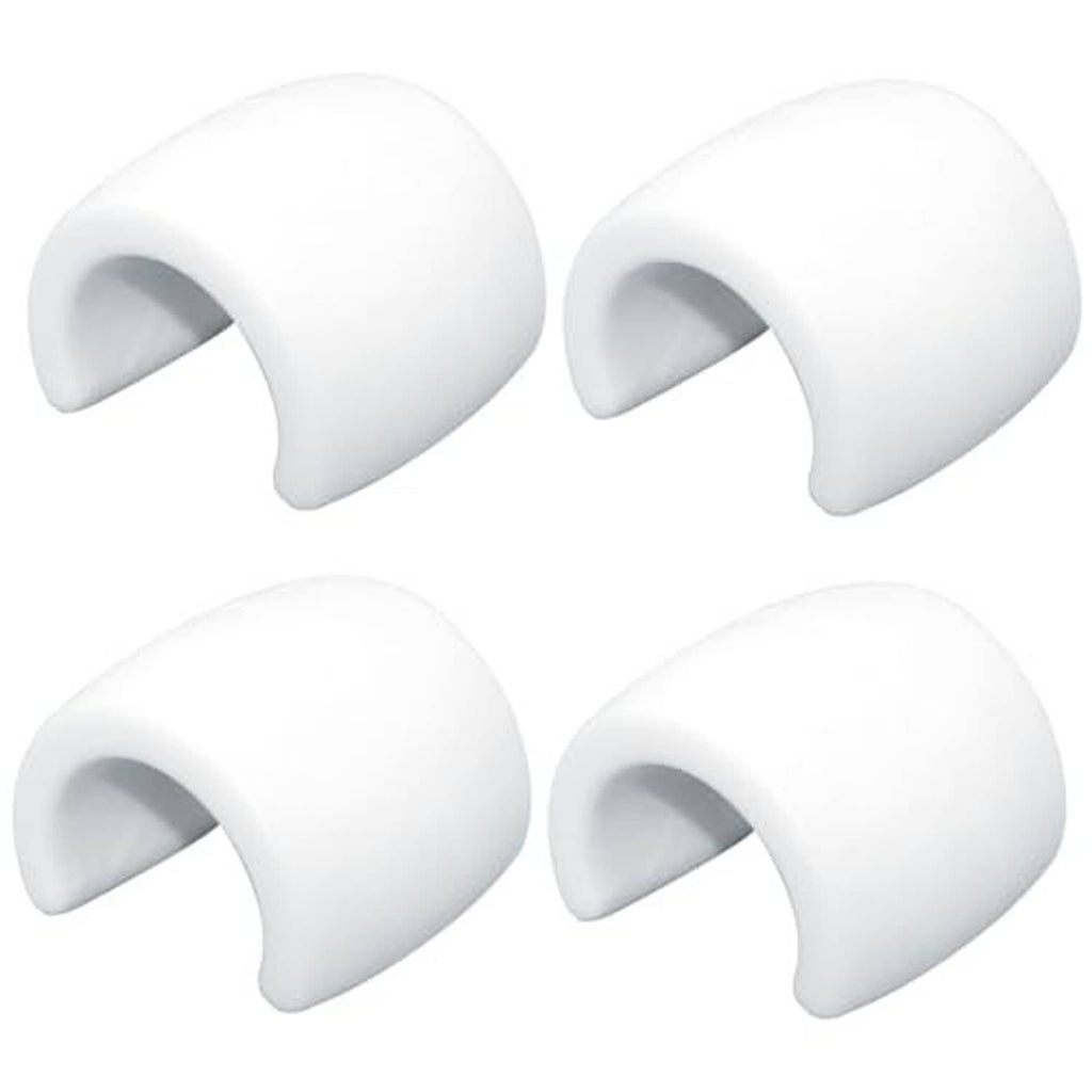 Four white U-shaped hose floats for pool cleaner hoses, open-ended caps