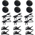 Black lavalier mic clip kit with foam windscreens and mic clips