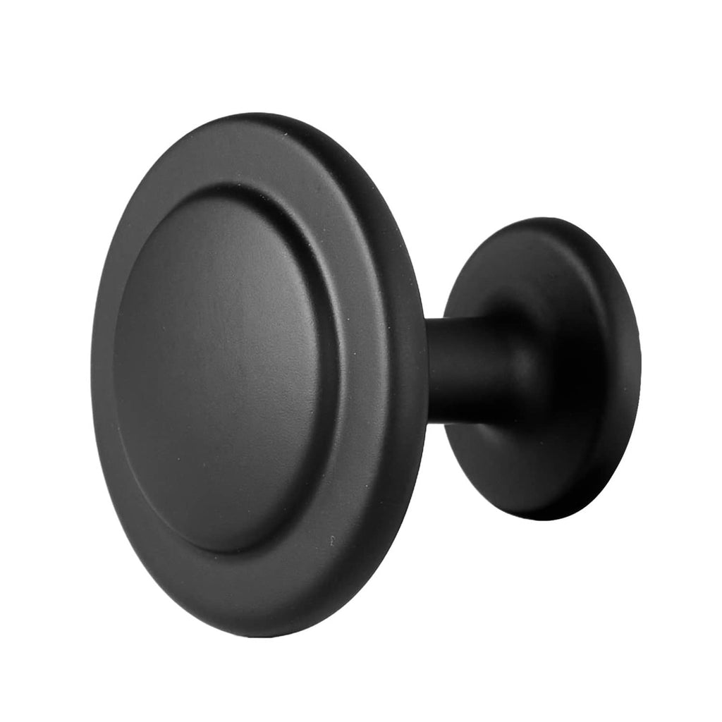 Black mushroom cabinet knob detail with back plate and mounting post