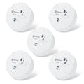 Geevon water leak alarm sensors, white round 5-pack, front view