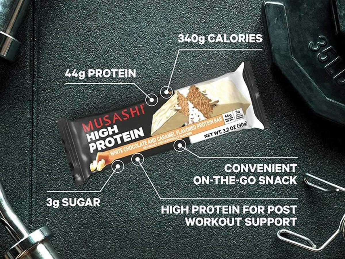 White chocolate and lemon cheesecake protein bar on dark surface, black wrapper