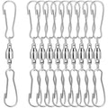 Set of 10 silver swivel hook clips with short chains and U-shaped ends