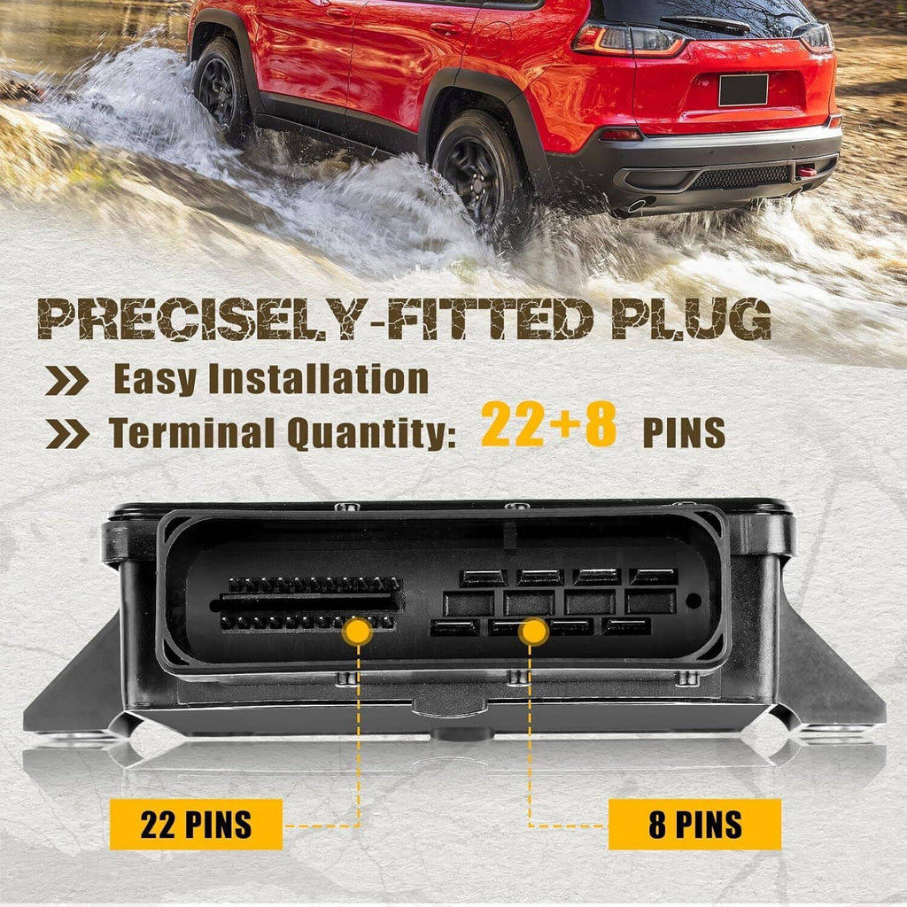 Parking brake control module showing connector side opening, black module for vehicle fit