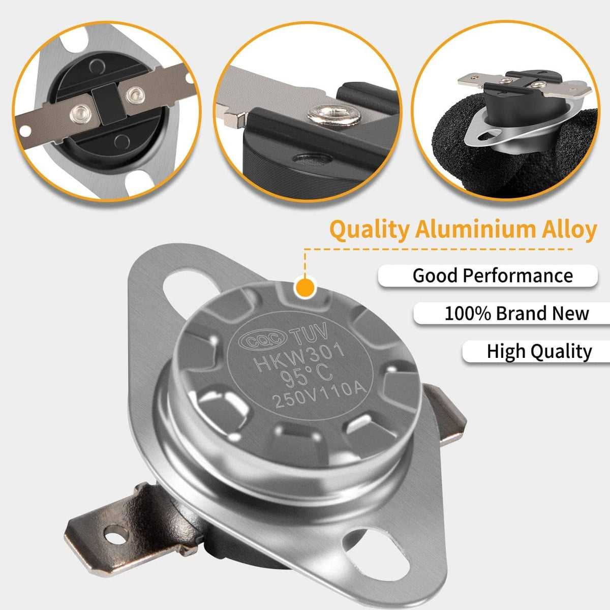 Silver RV limit switch with round cover and side mounting bracket