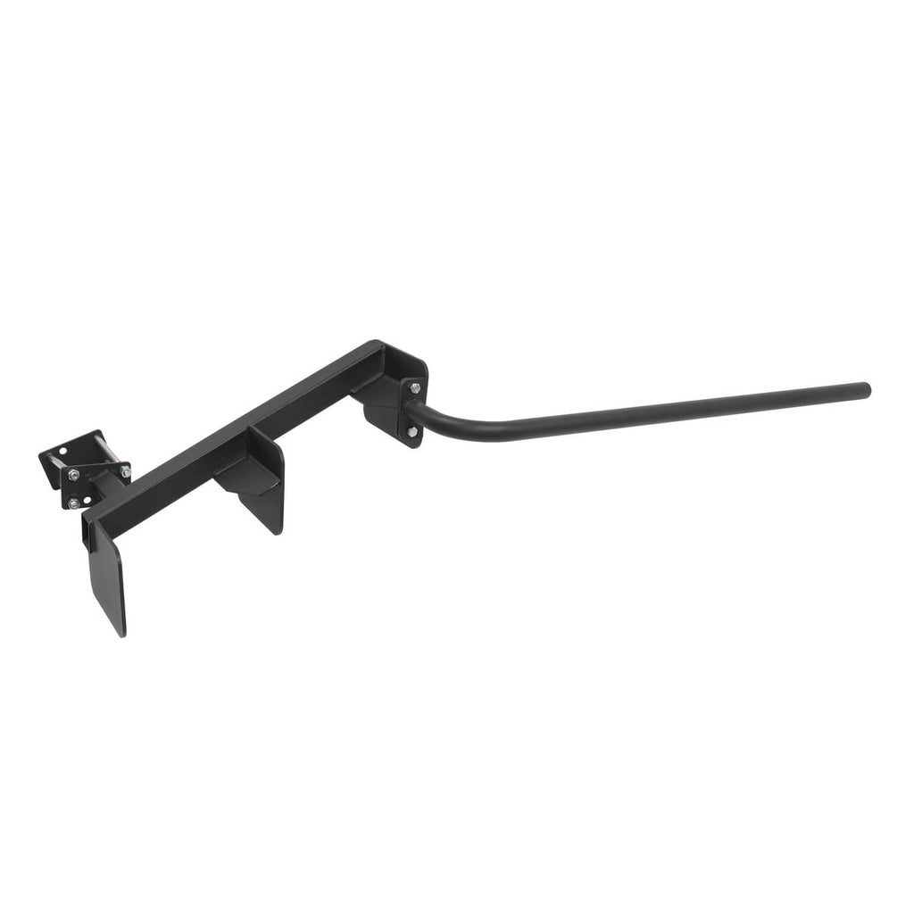Boat trailer ladder with black 3-step frame and curved handrail bar