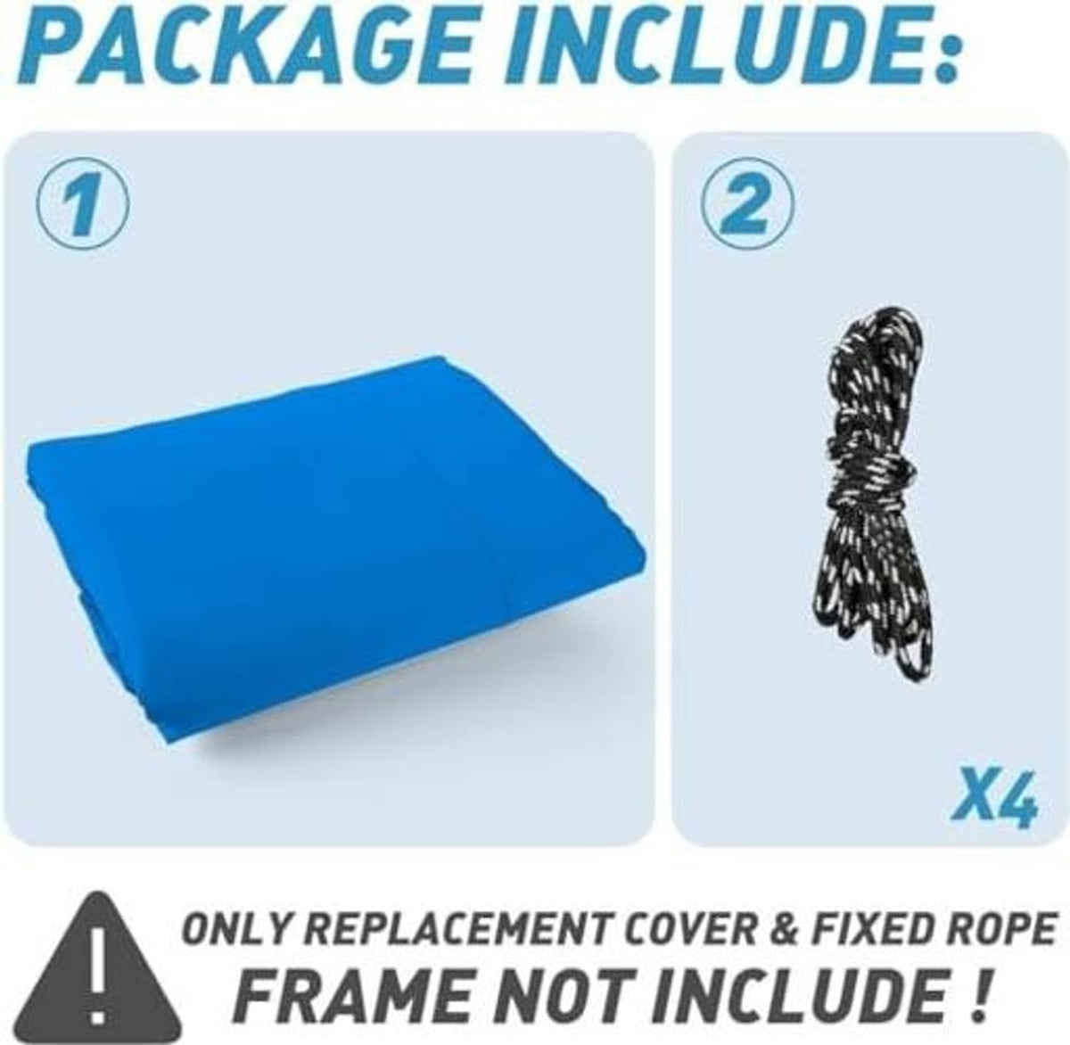 Royal blue replacement canopy cover bundle with fixed rope included