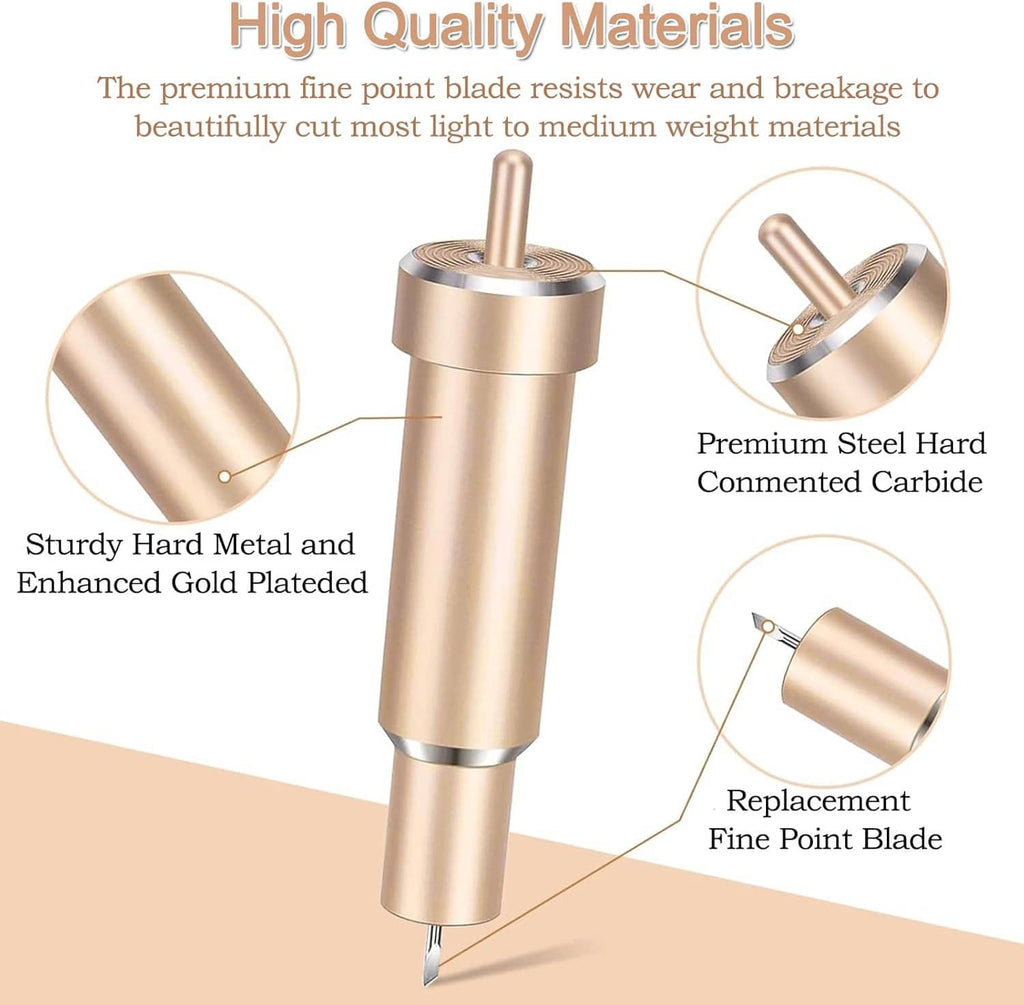 Gold metal fine point replacement blade with carbide tip and protective cap