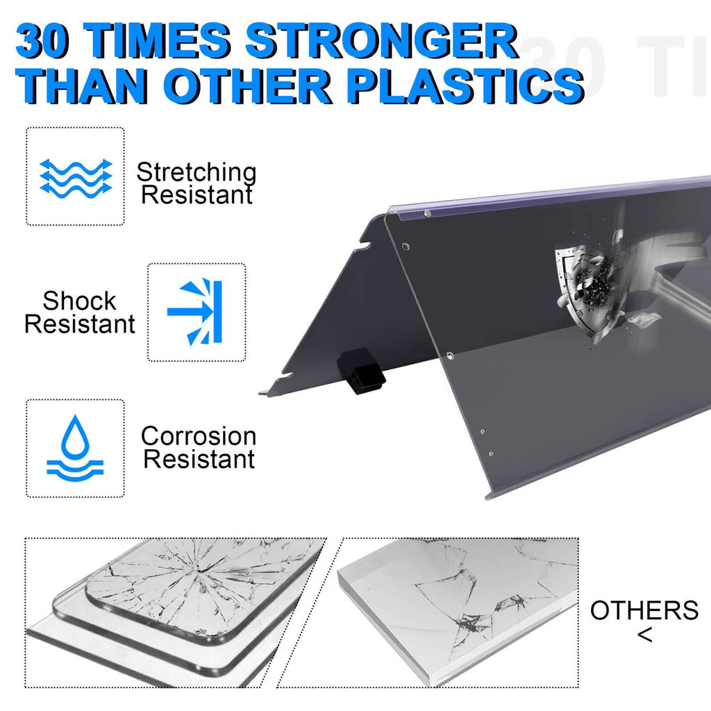 Tinted fold-down flip windscreen shield panel with mounting bracket and fasteners