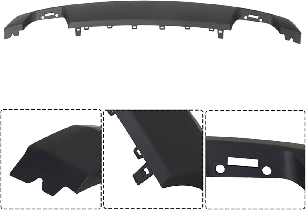 Matte black front bumper lower molding trim valance underside detail