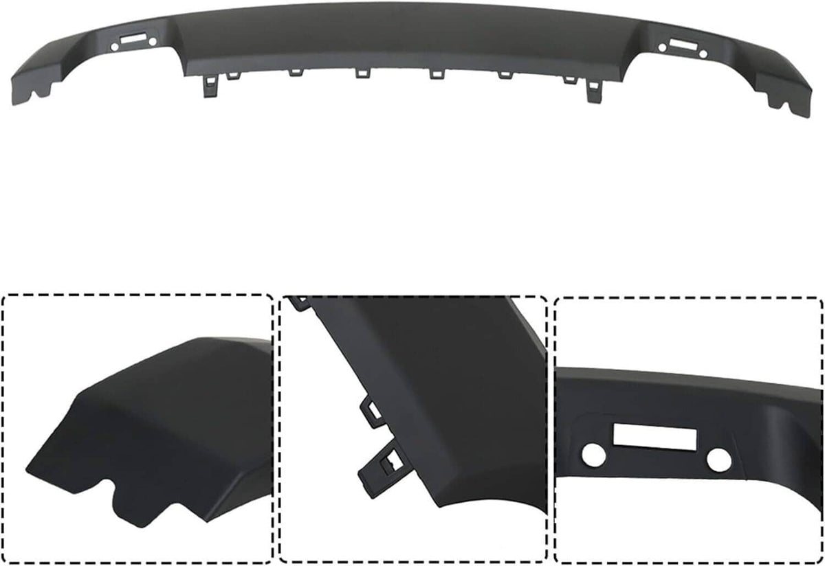 Matte black front bumper lower molding trim valance underside detail